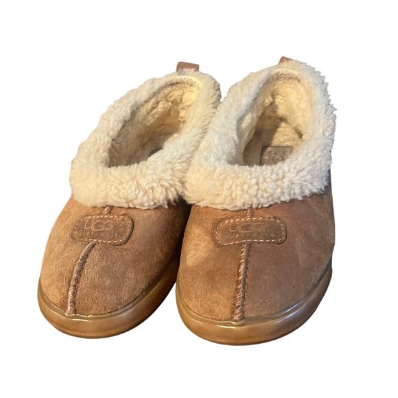 UGG Australia Rylan Slipper Chestnut Brown Leather Sheepskin Shearling Size 7 - Picture 1 of 6